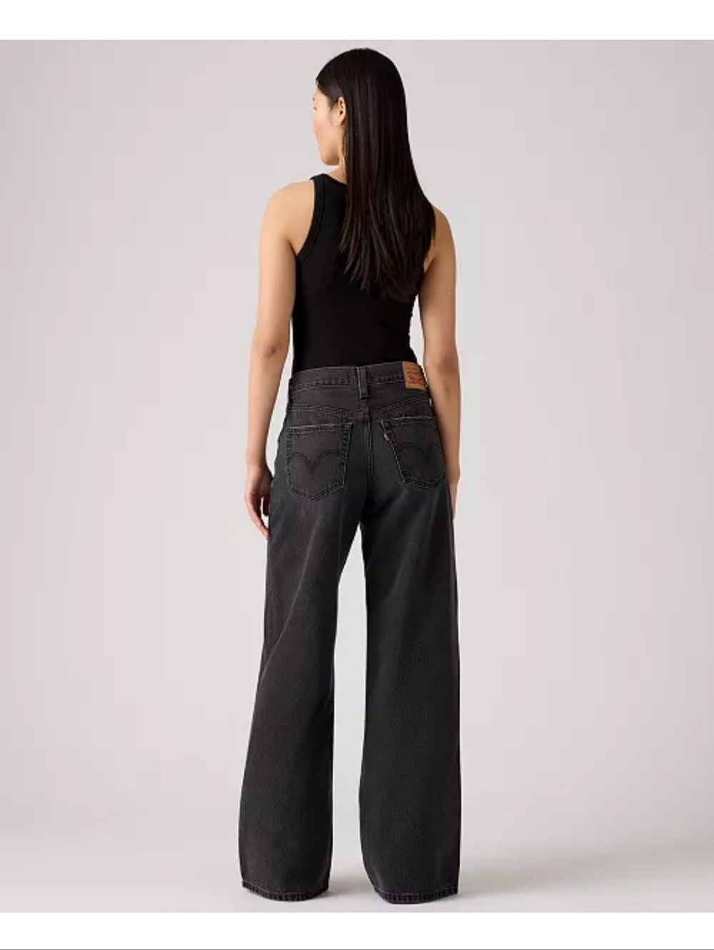 Levi's Washed Black Wide-Leg Flare Jeans - Picture 4 of 7